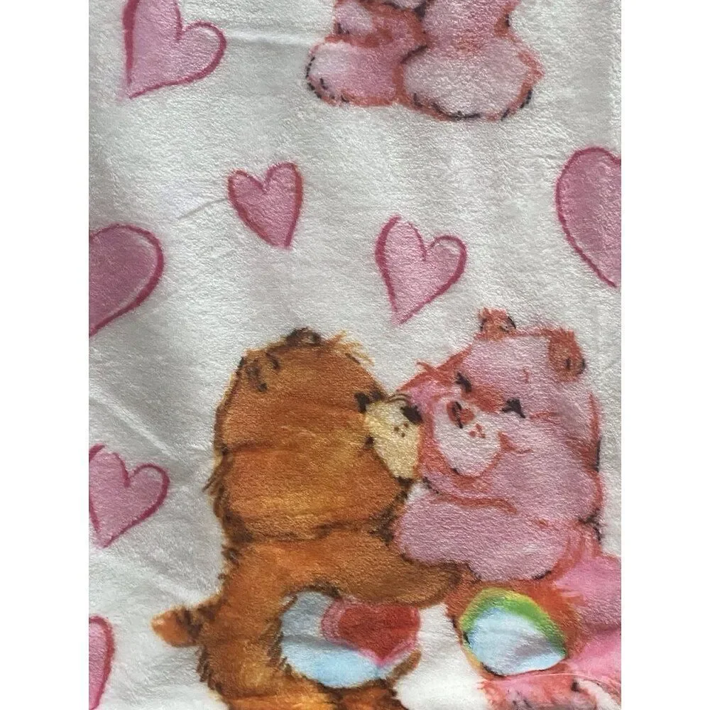 Care Bears Soft Plush Throw Blanket 50 X 70”‎ Kisses Hearts Love Valentines NEW